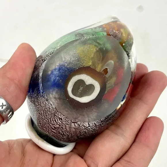 VTG Hand Blown Murano Glass Duck Paperweight Sparkle - Picture 7 of 16